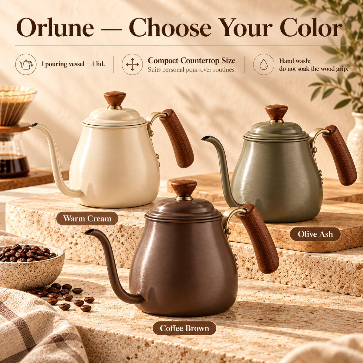 LORQEVFT™ Halden Ceramic Coffee Bean Canister — Gasket-Lid Storage Jar with Wood Lid and Steel Scoop