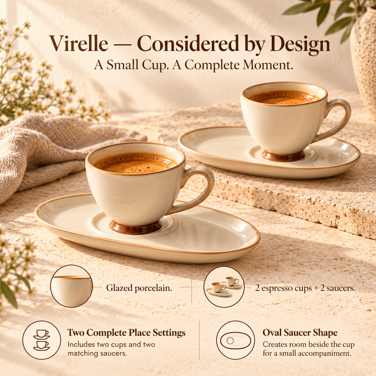 LORQEVFT™ Fenwick Ribbed Glass Coffee Mug Set of 2 — 10 fl oz Clear Latte and Iced Coffee Cups