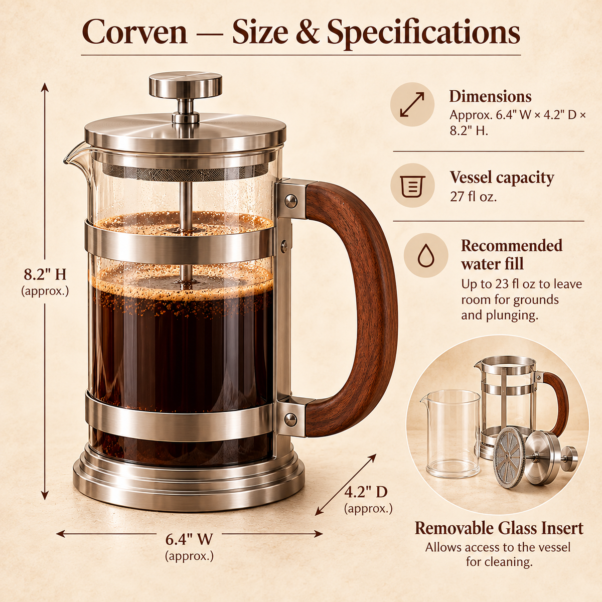 LORQEVFT™ Bravelle Espresso Knock Box — Compact Coffee Grounds Bin with Removable Knock Bar and Non-Slip Base