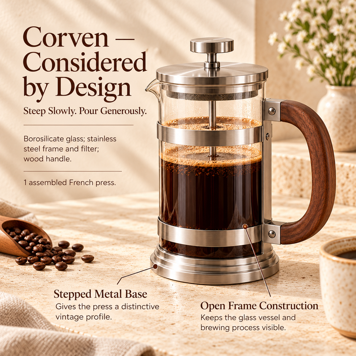 LORQEVFT™ Bravelle Espresso Knock Box — Compact Coffee Grounds Bin with Removable Knock Bar and Non-Slip Base