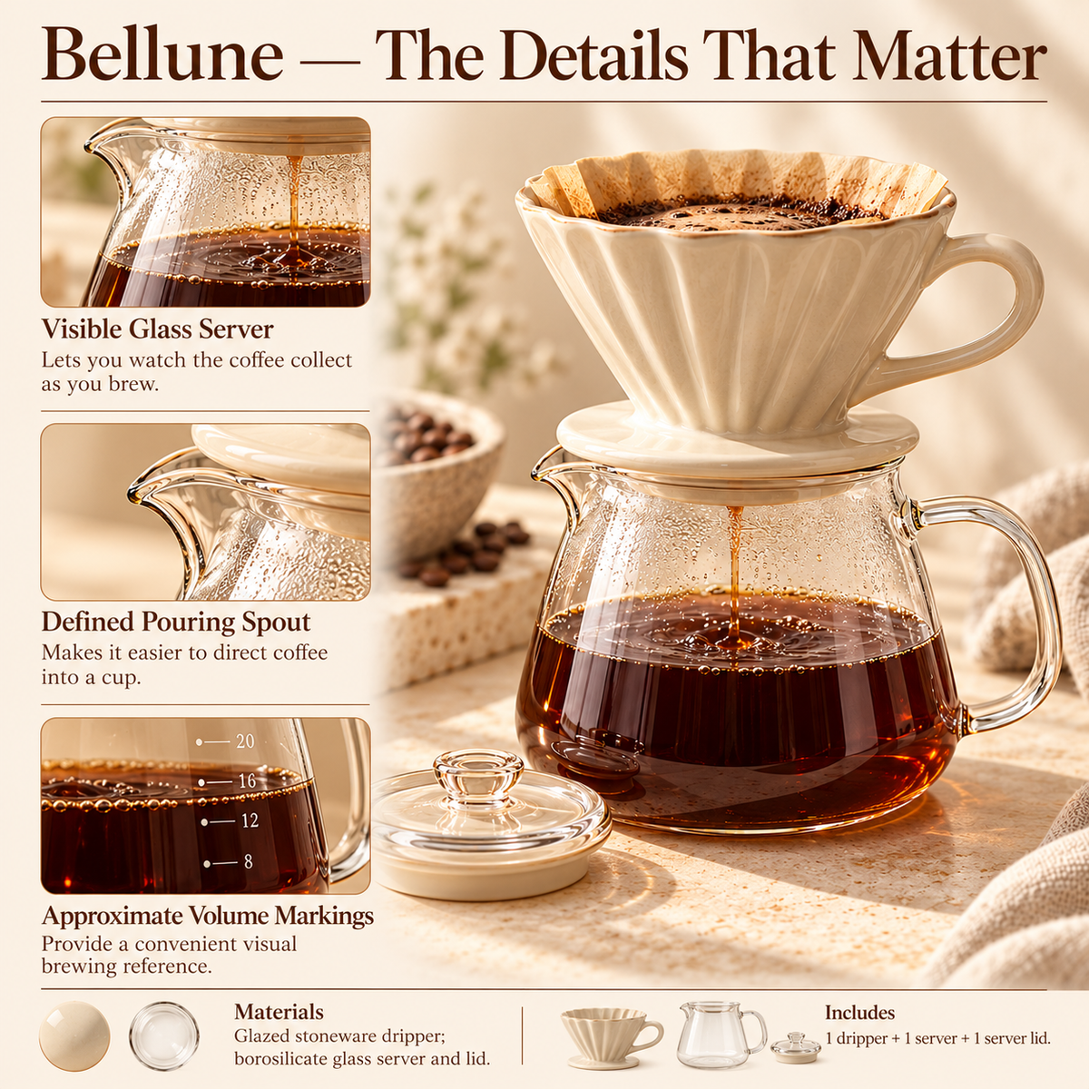 LORQEVFT™ Tavelle Coffee Filter Holder — Vintage-Inspired Countertop Paper Filter Organizer with Wood Base