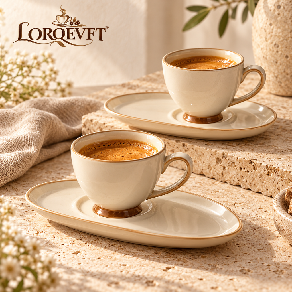 LORQEVFT™ Fenwick Ribbed Glass Coffee Mug Set of 2 — 10 fl oz Clear Latte and Iced Coffee Cups