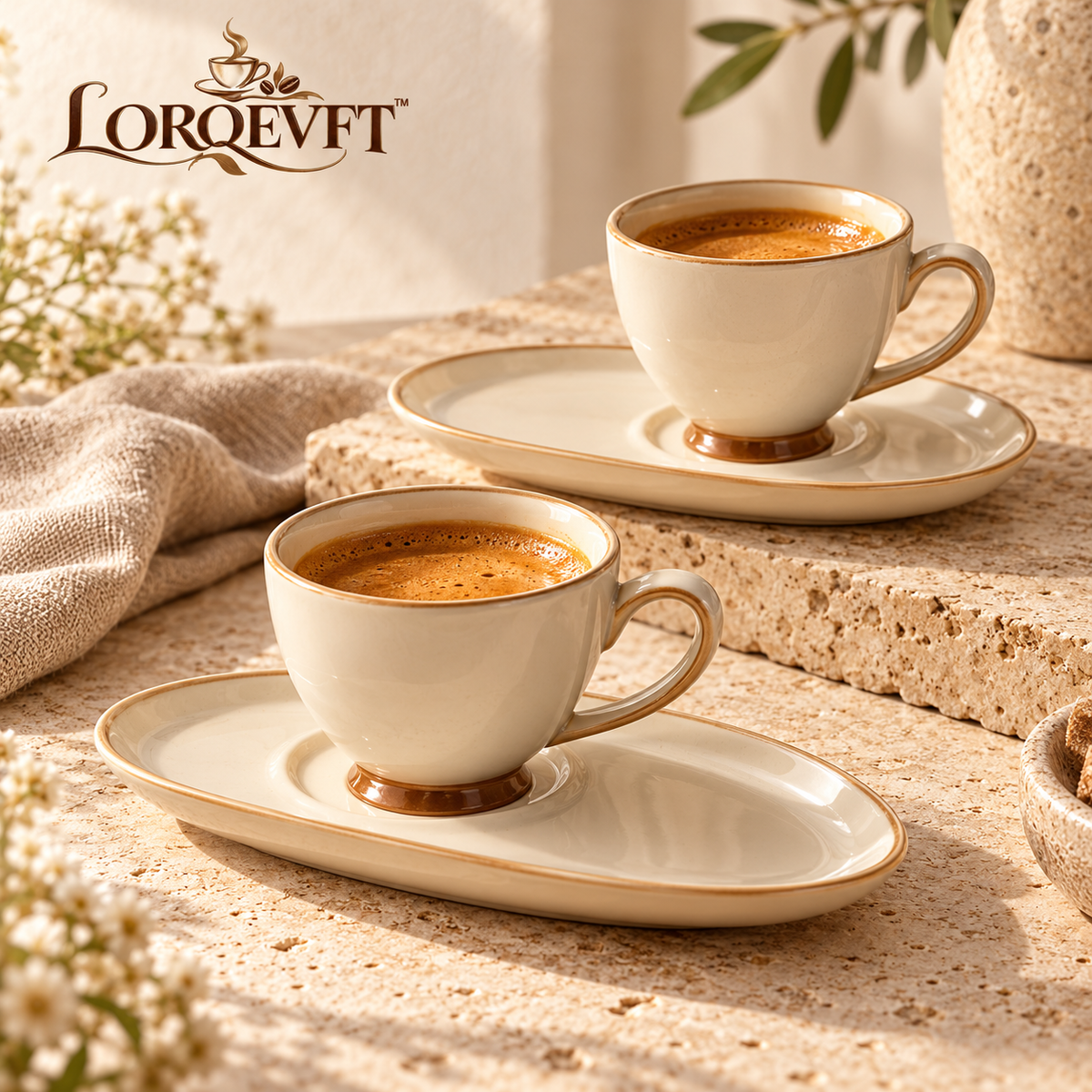 LORQEVFT™ Fenwick Ribbed Glass Coffee Mug Set of 2 — 10 fl oz Clear Latte and Iced Coffee Cups