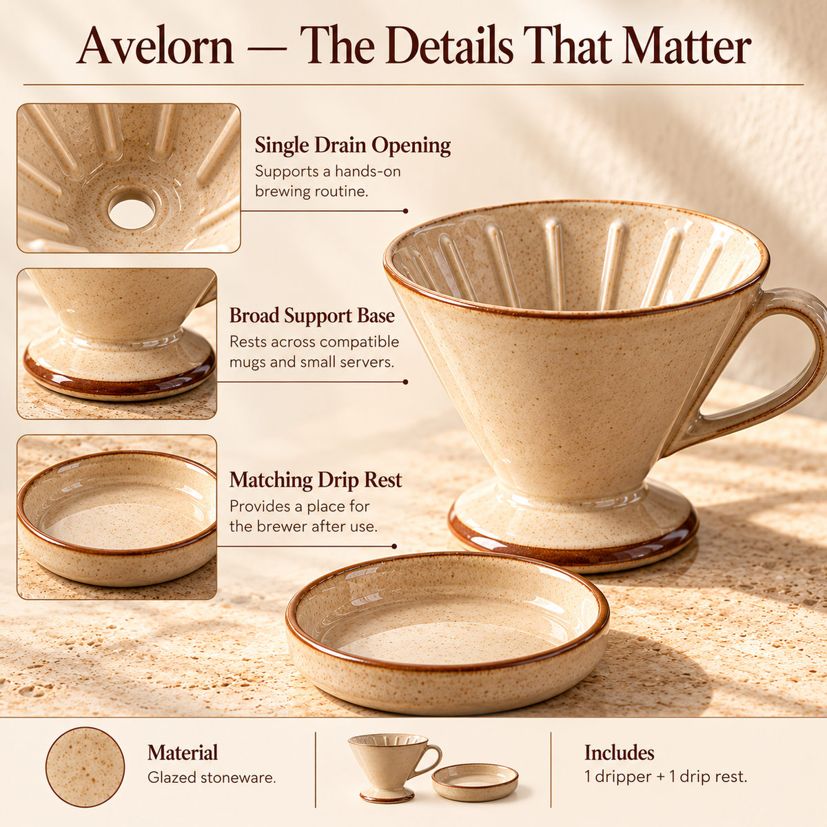 LORQEVFT™ Elowen Wood Coffee Serving Tray — Vintage-Inspired Rectangular Coffee Bar Tray with Raised Rim and Inset Handles