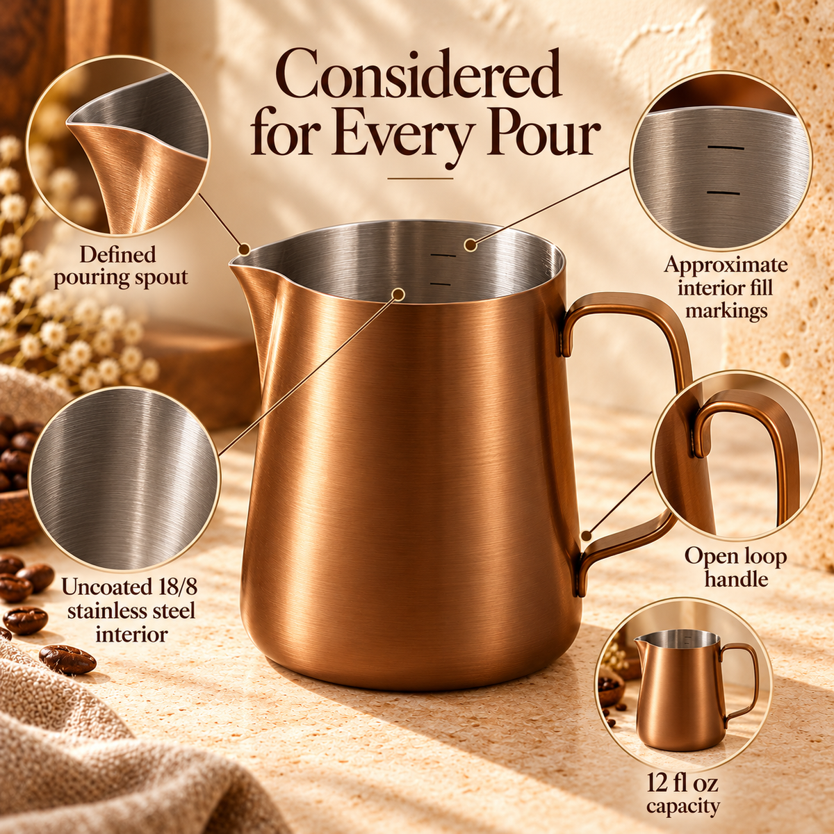 LORQEVFT™ Merrow Manual Burr Coffee Grinder — Adjustable Hand Grinder with Wood Knob and Removable Grounds Cup