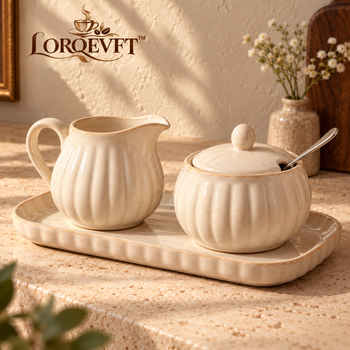 LORQEVFT™ Solmere 12 fl oz Stoneware Coffee Mug — Vintage-Inspired Ceramic Mug with Sculpted Handle