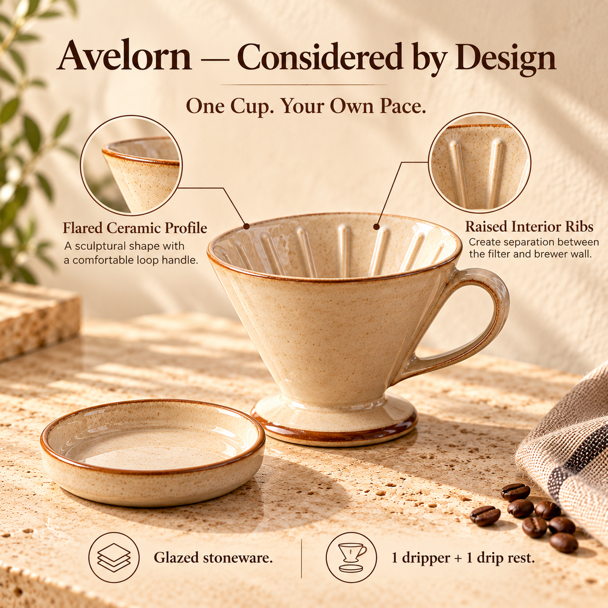 LORQEVFT™ Elowen Wood Coffee Serving Tray — Vintage-Inspired Rectangular Coffee Bar Tray with Raised Rim and Inset Handles