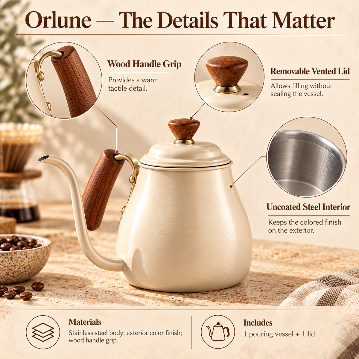 LORQEVFT™ Halden Ceramic Coffee Bean Canister — Gasket-Lid Storage Jar with Wood Lid and Steel Scoop